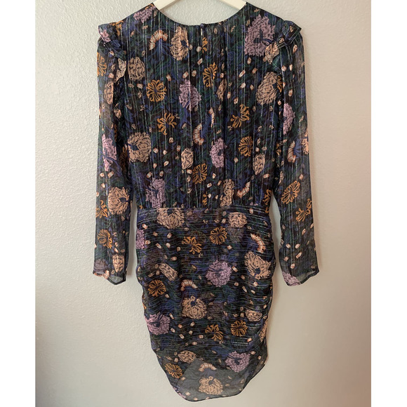 Veronica Beard Women's Peppa Floral Metallic Silk Ruched Mini Dress Size10 NWOT - Picture 5 of 7